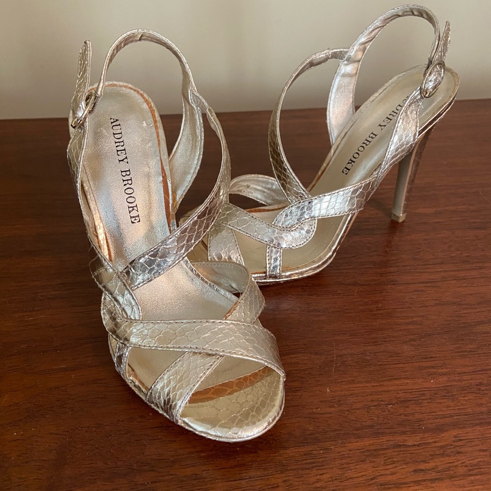 Audrey Brooke Metallic Strappy Heels